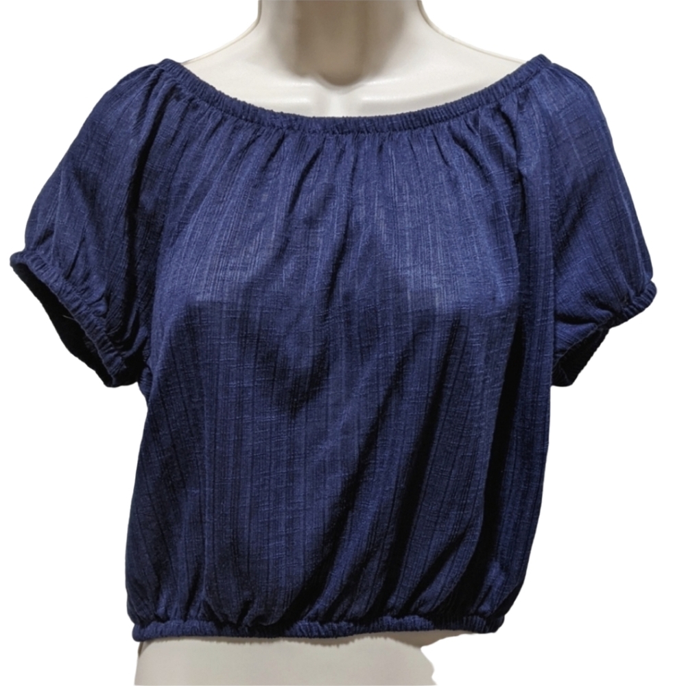 NWT Women's About A Girl Navy Blue Crop Top